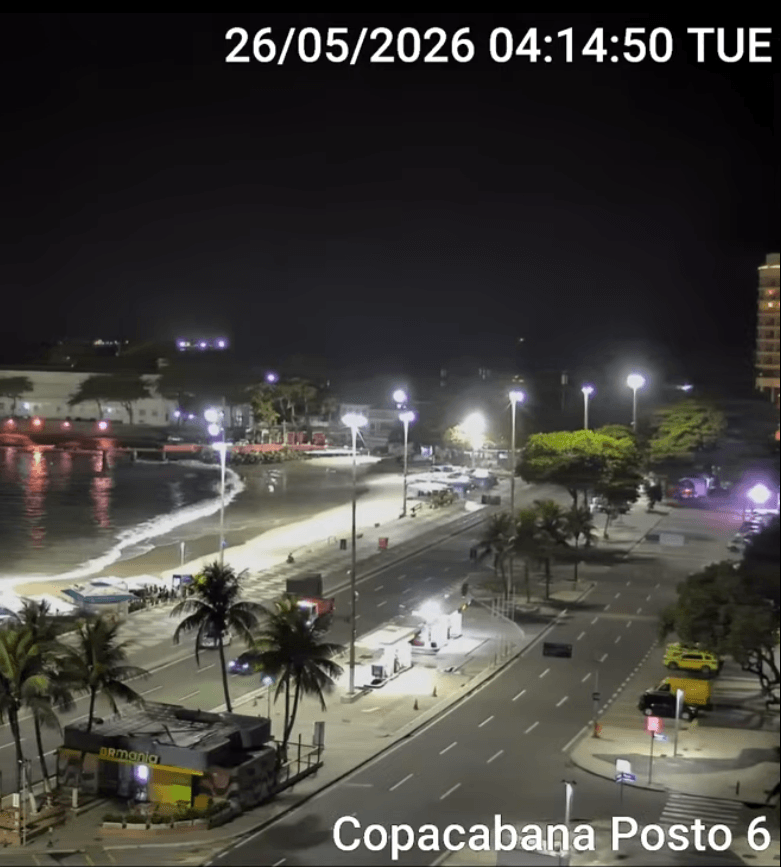Vista da Praia de Copacabana a partir do Posto 6 na parte da manhã, mostrando o mar e a areia de onde partem as atividades de Stand Up Paddle.